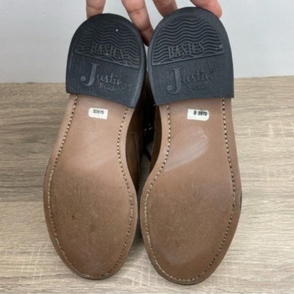 Justin Basics Brown Leather Ankle Boots Size 6.5 - Picture 5 of 9